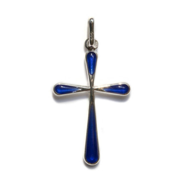 Blue Enamelled Silver Cross