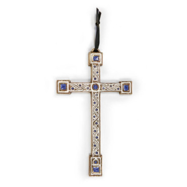 Croix - Crucifix bronze émaillé bleu