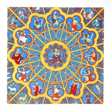 Carte de vœux - Rosace Ouest  fond rouge - Notre-Dame de Paris