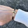 Black Bracelet with Golden Cross for Women