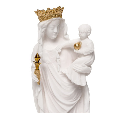 Notre Dame statue in alabaster, 17cm, gold-trimmed