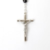 Silver-plated rosary with black faceted beads