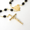 Gold-plated rosary with black glass beads