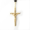 Gold-plated rosary with black glass beads