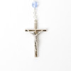 Silver-plated rosary with light blue glass beads