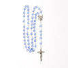 Silver-plated rosary with light blue glass beads