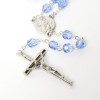 Silver-plated rosary with light blue glass beads