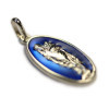 Médaille, Argent émaillé bleu translucide