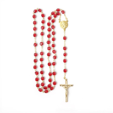 Gold-plated rosary with garnet beads Notre-Dame de Paris