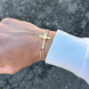 Golden beige cross bracelet women