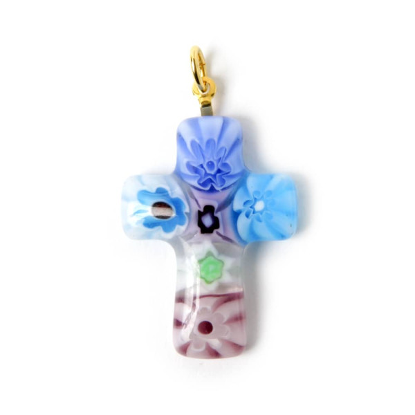 Multicolored Murano Cross Pendant - Notre-Dame de Paris