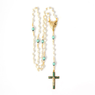 Chapelet nacre turquoise Notre-Dame de Paris