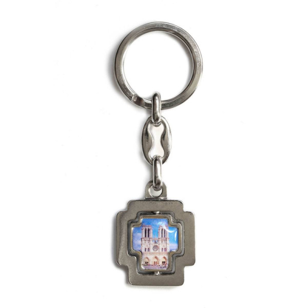 Porte-clés Notre-Dame argenté et vitrail