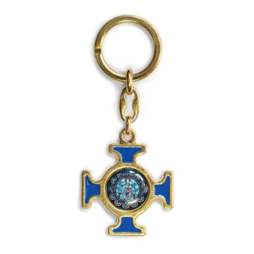 Porte-clefs Notre Dame doré et bleu