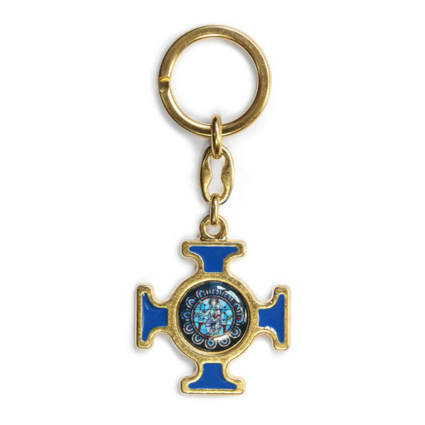 Porte-clefs Notre-Dame doré et bleu