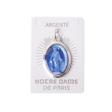 Médaille miraculeuse bleu argenté Notre-Dame de Paris