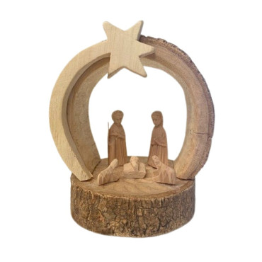 Crèche ronde bois nativité Notre-Dame de Paris