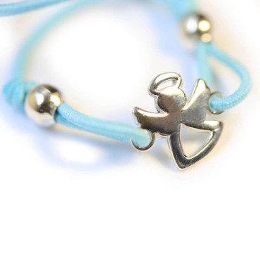 Blue bracelet, silver angel