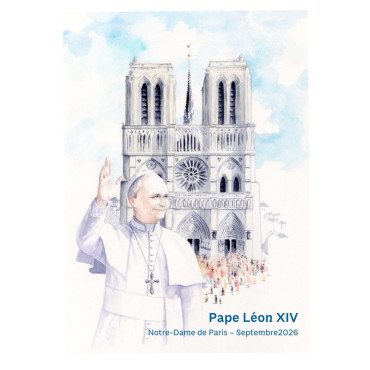 Pope Leo XIV Postcard at Notre-Dame de Paris