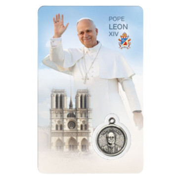 Carte Prière Pape Léon XIV anglais Notre-Dame de Paris