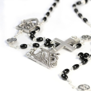Rosary with Black Oval Beads